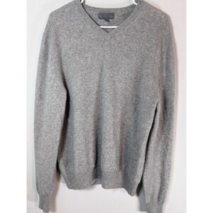 Daniel Bishop Mens XL Grey 100% 2 Ply Cashmere V-Neck Pullover Sweater